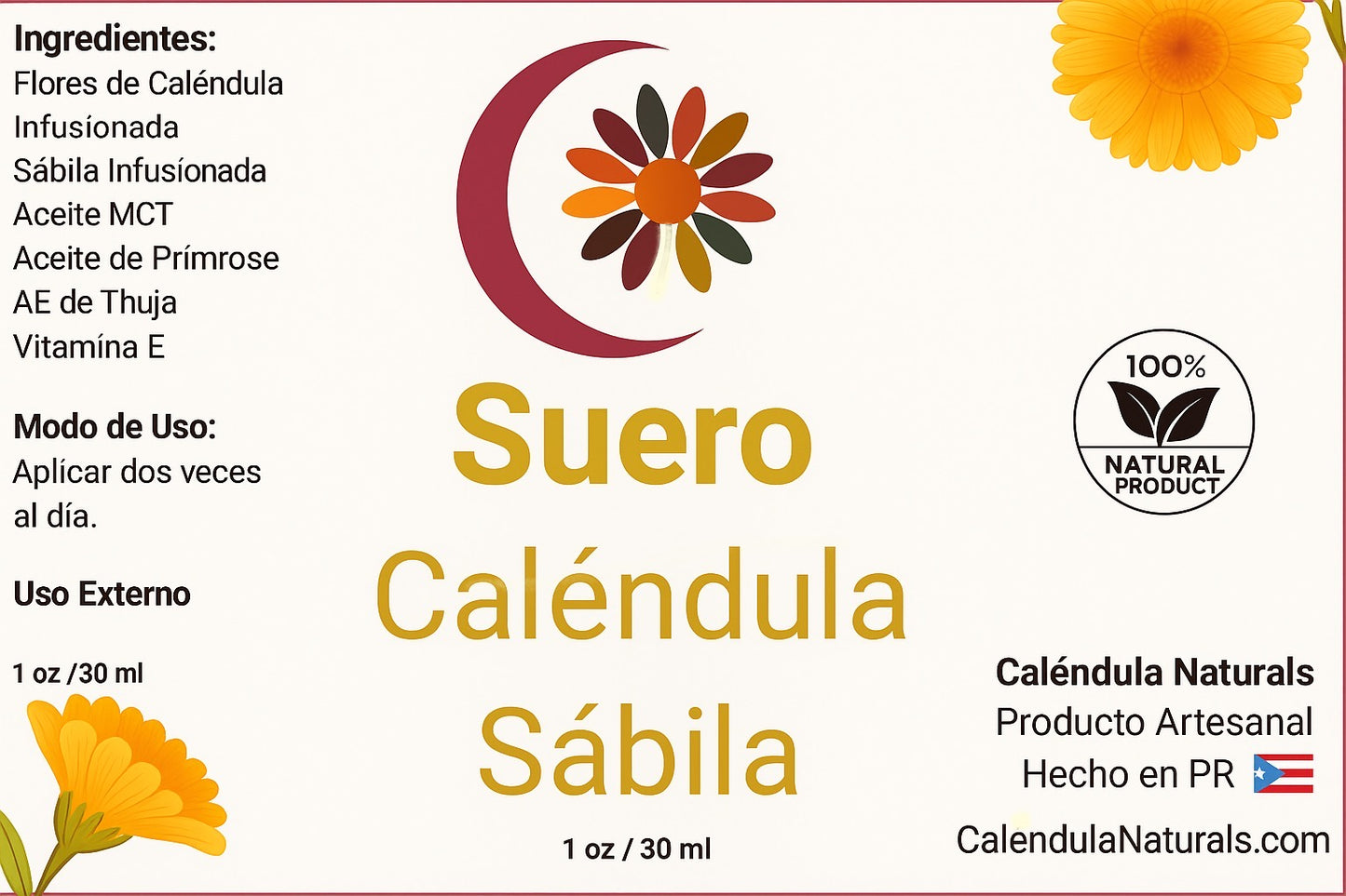 Suero de Caléndula con Sábila para la Nutrir la Piel